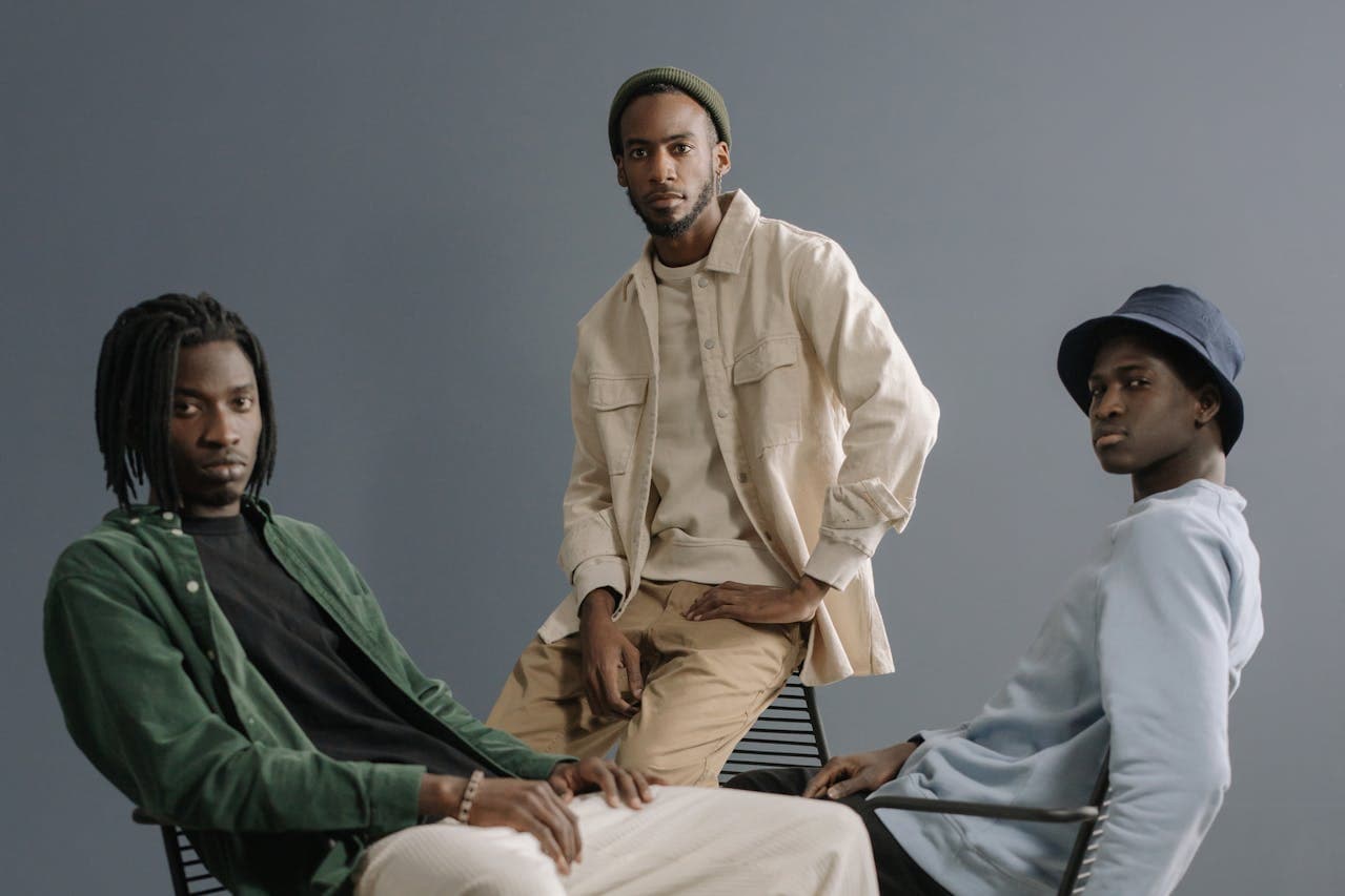 Three guys on cotton shirts